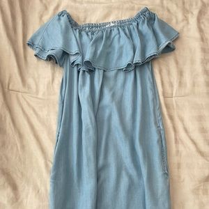 Small sleeveless denim summer dress